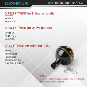 Gomexus Aluminum Reel Power Knob 35 38 41mm A38