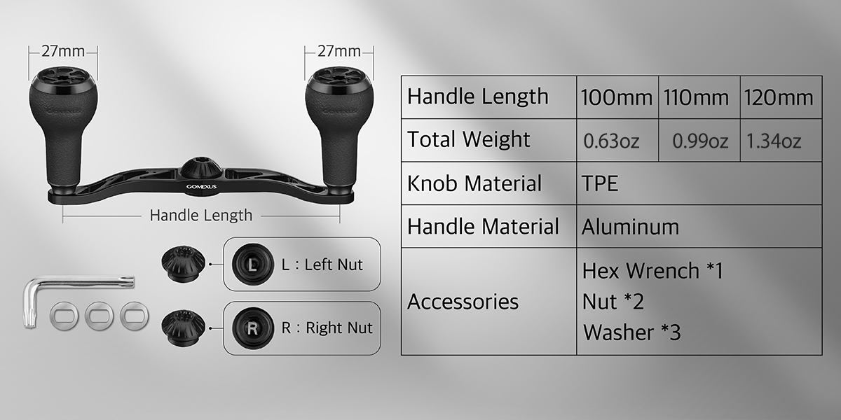 Gomexus aluminum handle with tpe knobs