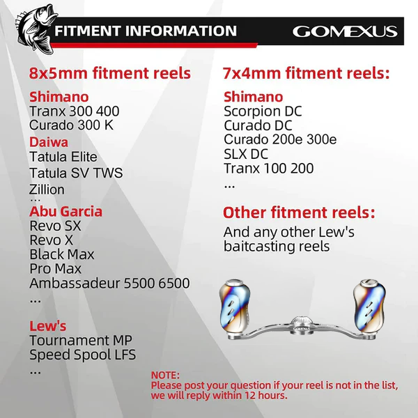 Gomexus Aluminum Handle for Baitcasting Reel with Titanium Knob